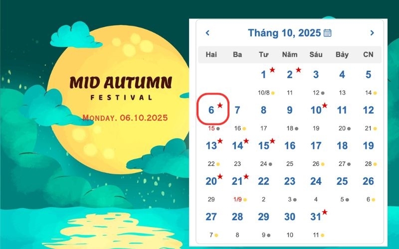 Ngày 6/10/2025 được đánh dấu là Tết Trung thu