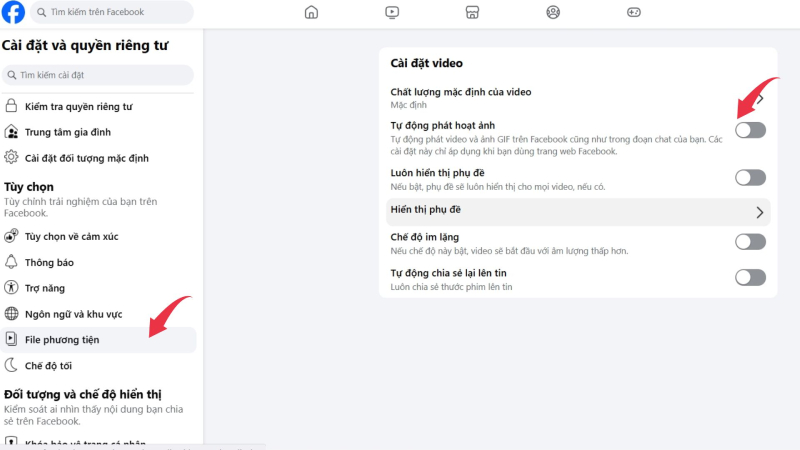 Cách tắt tự động phát video và ảnh động Facebook trên máy tính