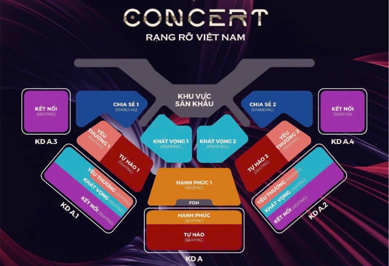 Sơ đồ khu vực chỗ ngồi và phân chia vé