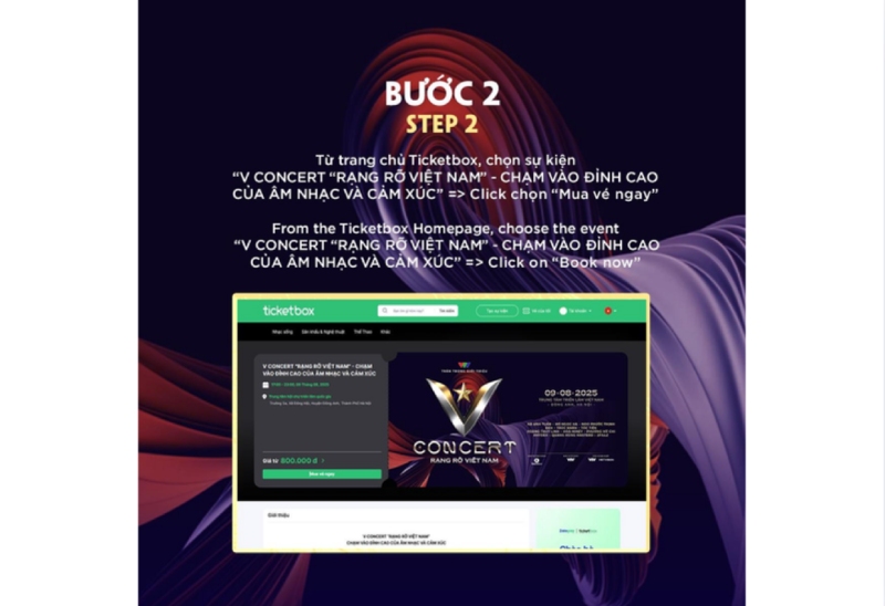 Bước 2: Chọn sự kiện “V Concert – Rạng rỡ Việt Nam