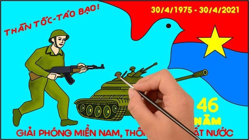 Tranh vẽ giải phóng miền Nam, thống nhất đất nước 30-04