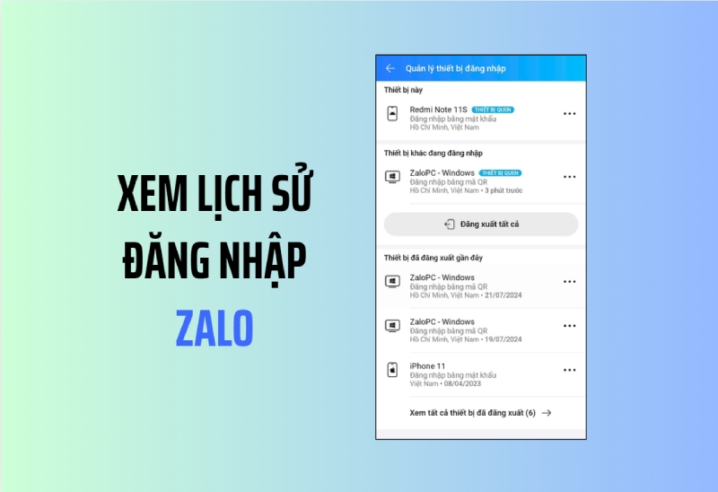 Màn hình quản lý thiết bị đăng nhập Zalo và các thiết bị đang hoạt động