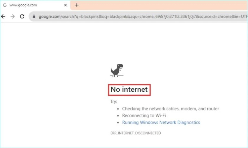 Trình duyệt báo lỗi không có internet khi dùng Zalo