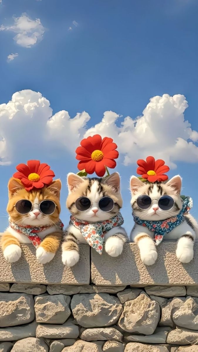 Hình nền 3 chú mèo đáng yêu