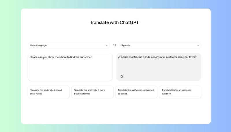 ChatGPT Translate là công cụ dịch web độc lập được phát triển bởi OpenAI