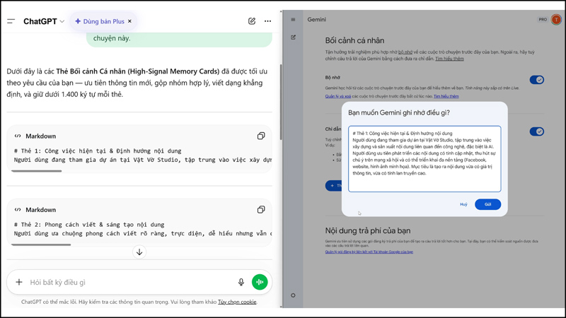 Dùng câu lệnh yêu cầu ChatGPT tổng hợp lịch sử trò chuyện