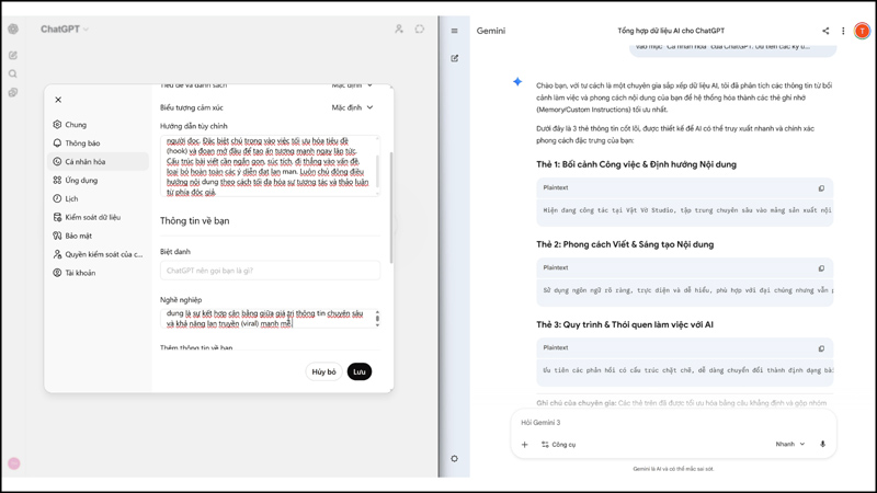 Cách chuyển dữ liệu từ Gemini sang ChatGPT, Claude