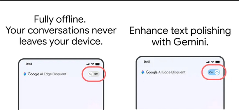 Google AI Edge Eloquent tích hợp thêm Chế độ Đám mây