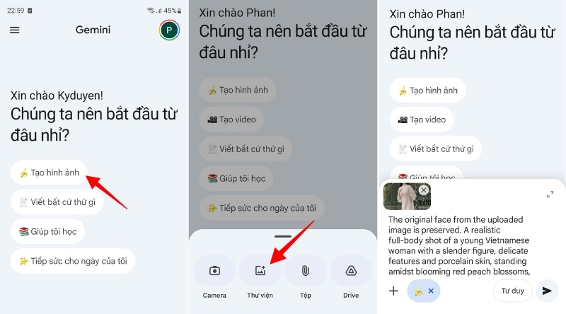 Hướng dẫn các bước tạo ảnh áo dài Tết bằng ứng dụng Gemini trên điện thoại