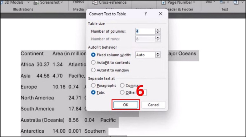 Nhấn OK và hoàn tất copy bảng trong Word