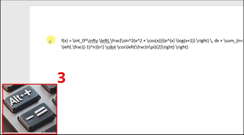 Bôi đen văn bản và nhấn tổ hợp phím Alt + “=”