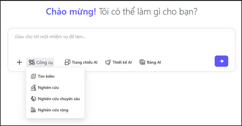 Chọn mục công cụ