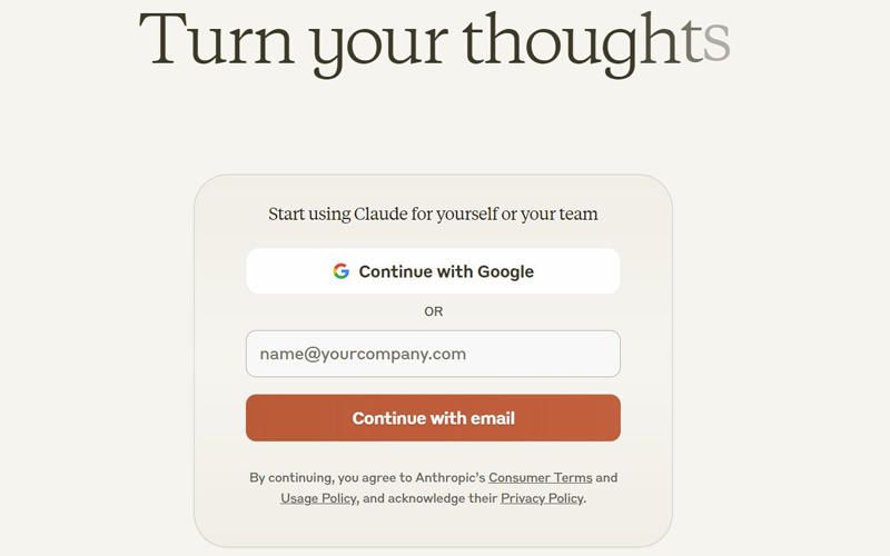 Chọn phương thức đăng nhập Claude AI 