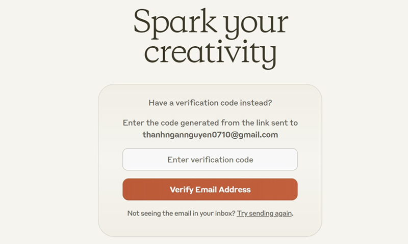 Claude AI sẽ gửi mã xác thực đến Email đã đăng ký