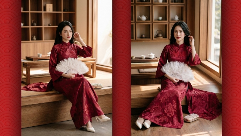 Prompt tạo ảnh áo dài Tết hiện đại sang trọng
