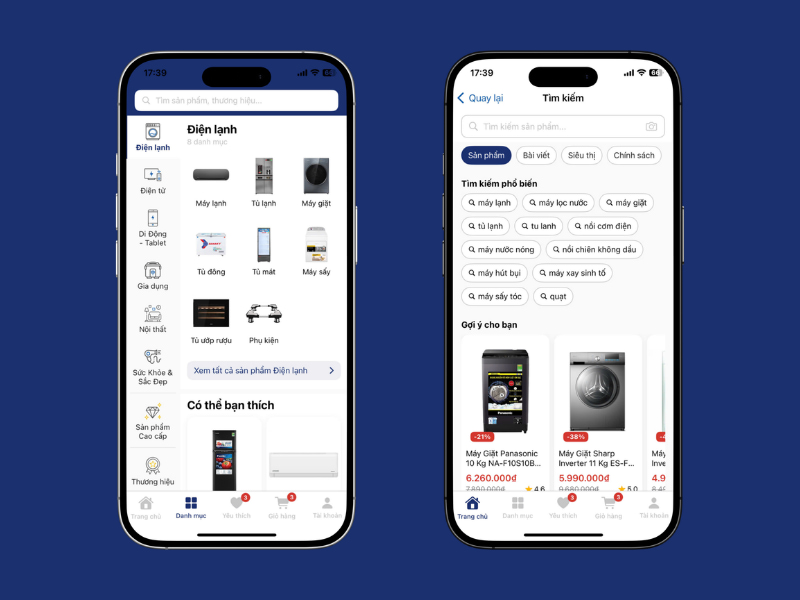 App Chợ Lớn tìm kiếm và lựa chọn sản phẩm