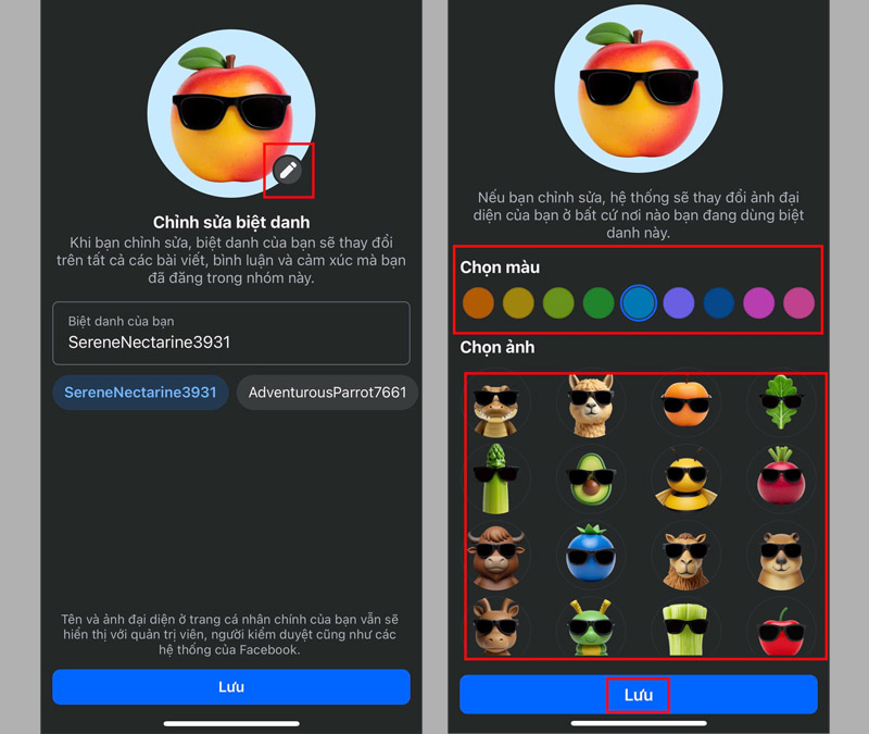 Lựa chọn màu nền và nhiều mẫu hình đại diện đa dạng