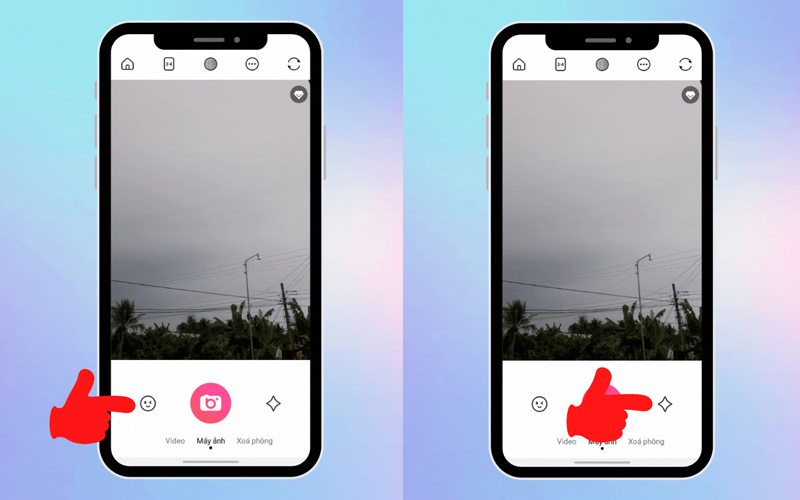 Nhấn vào biểu tượng mặt cười và hình thoi