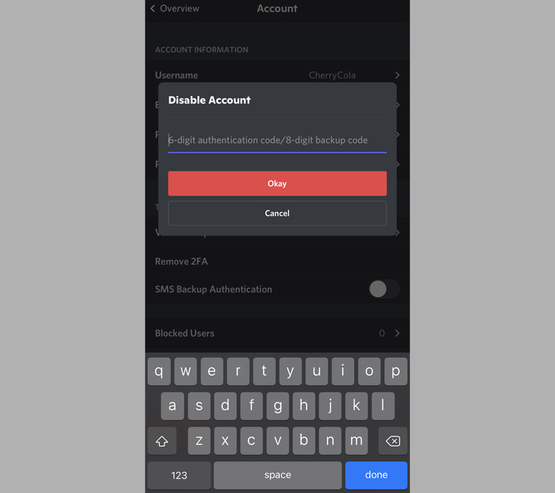Nhấn vào mục Vô hiệu hóa tài khoản 