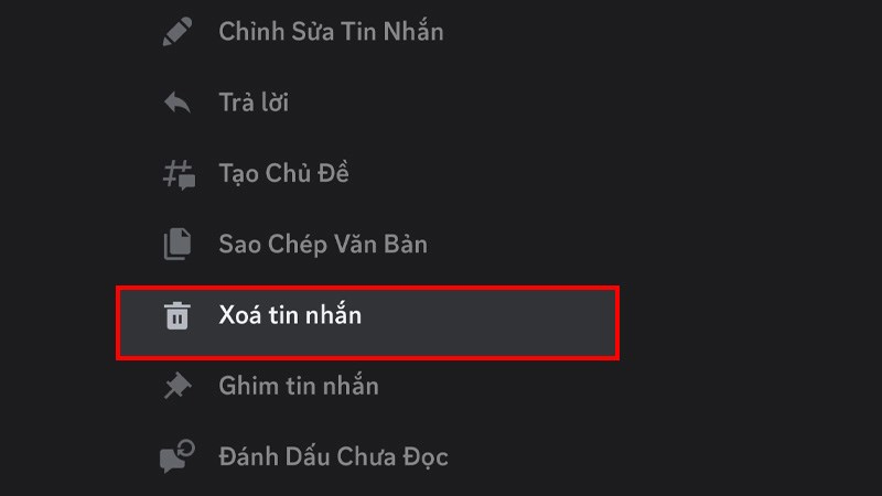 Nhấn vào mục Xóa tin nhắn 