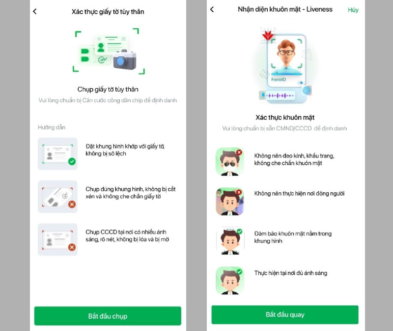 Nhấn Bắt đầu chụp và tiến hành chụp CCCD