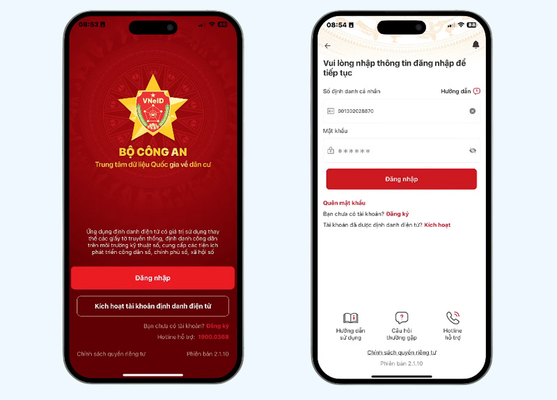 Đăng nhập tài khoản VNeID trên điện thoại 