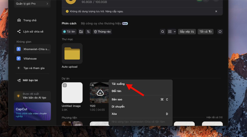 Nhấn tải xuống dự án để tiếp tục chỉnh sửa trên máy tính
