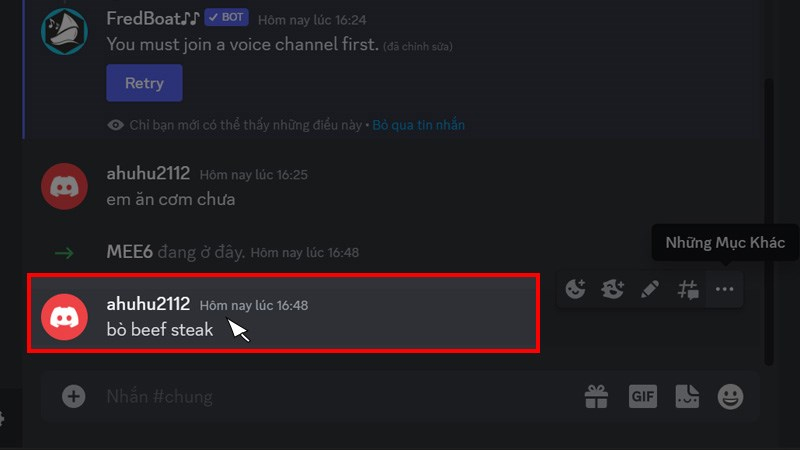 Tìm tin nhắn Discord cần xóa