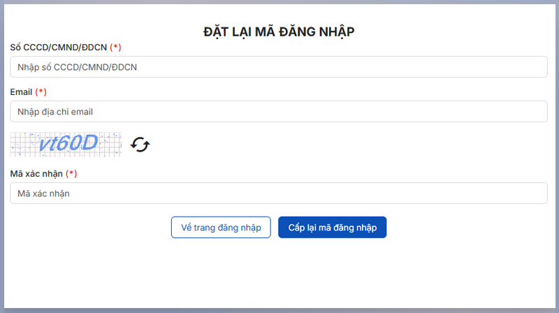 Điền đầy đủ các thông tin mà hệ thống yêu cầu