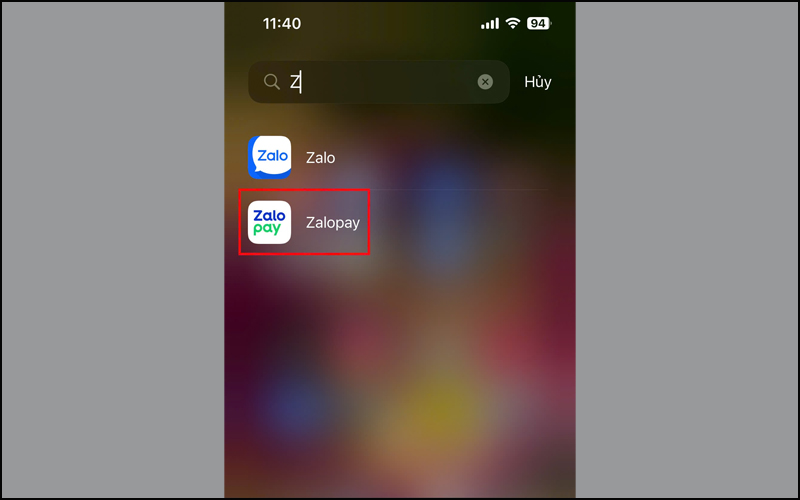 Mở ứng dụng ZaloPay trên điện thoại 