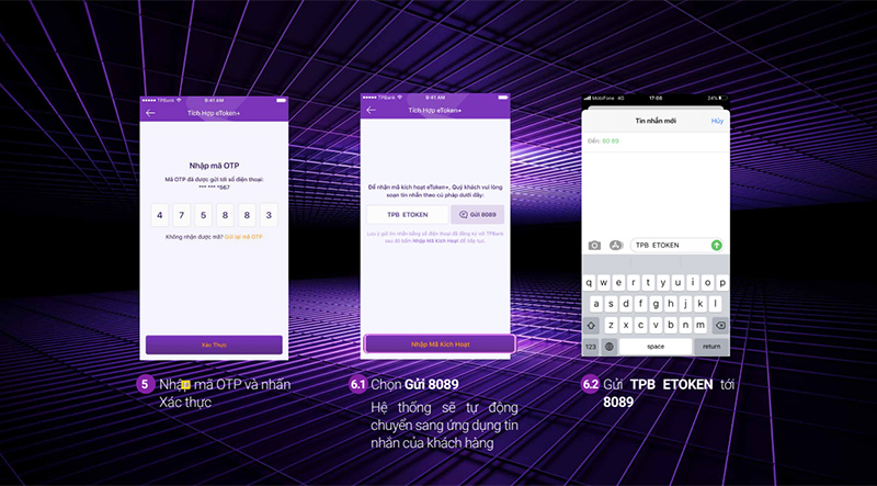 Kích hoạt eToken+ bằng SMS OTP bước 5, 6