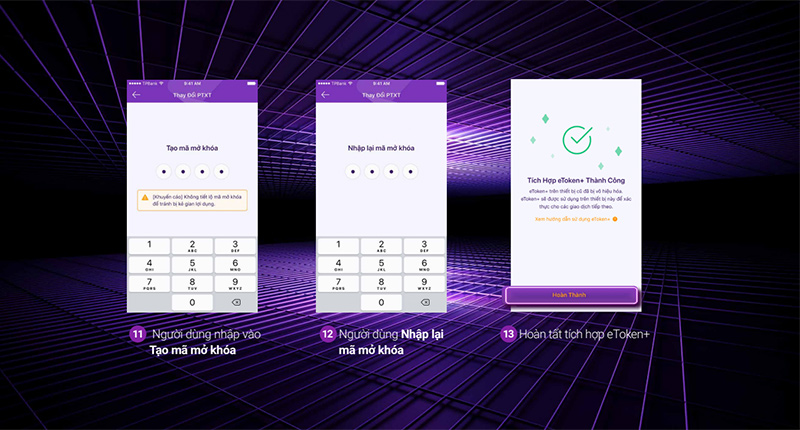 Kích hoạt eToken+ khi đăng nhập thành công trên thiết bị mới bước 11, 12, 13