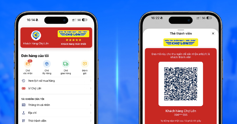 Mã QR thẻ thành viên App Chợ Lớn