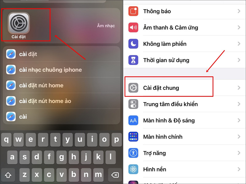 Chọn Cài đặt chung trong Cài đặt điện thoại iPhone