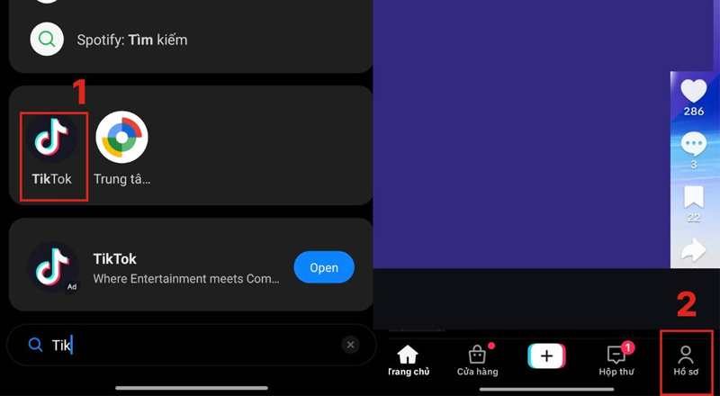 Nhấn vào mục Hồ sơ để truy cập trang cá nhân 