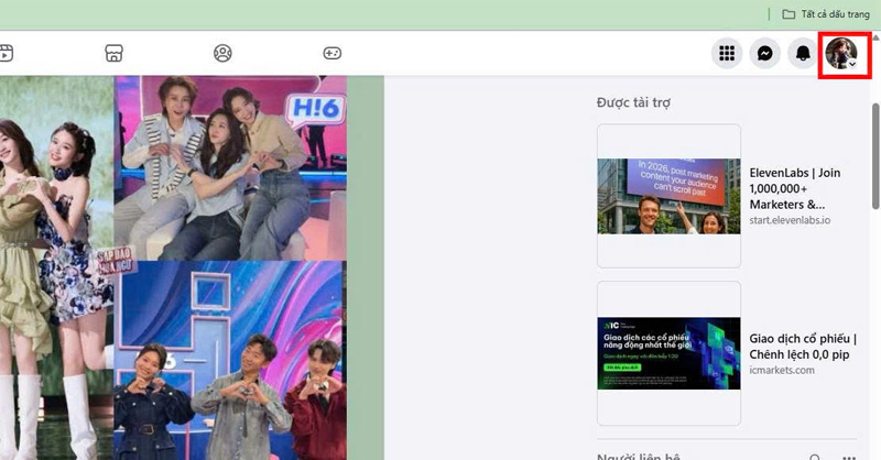 Truy cập vào trang cá nhân Facebook 