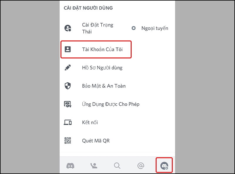 Chọn mục Tài khoản của tôi 