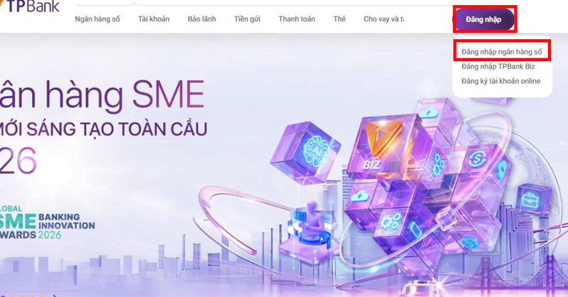 Chọn Đăng nhập ngân hàng số 