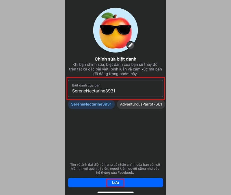 Nhập biệt danh theo ý muốn 
