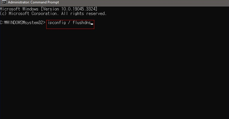 Gõ lệnh ipconfig /flushdns vào cửa sổ Command Prompt