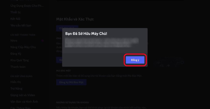 Hoàn tất thao tác xóa tài khoản Discord