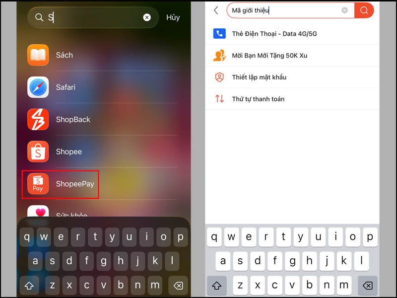 Mở ứng dụng Shopee Play, nhập từ khóa Mã giới thiệu vào ô tìm kiếm 