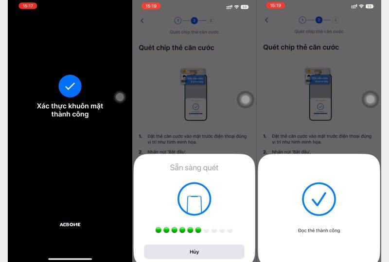 Tiến hành quét CCCD có chip để xác minh các thông tin đã cung cấp