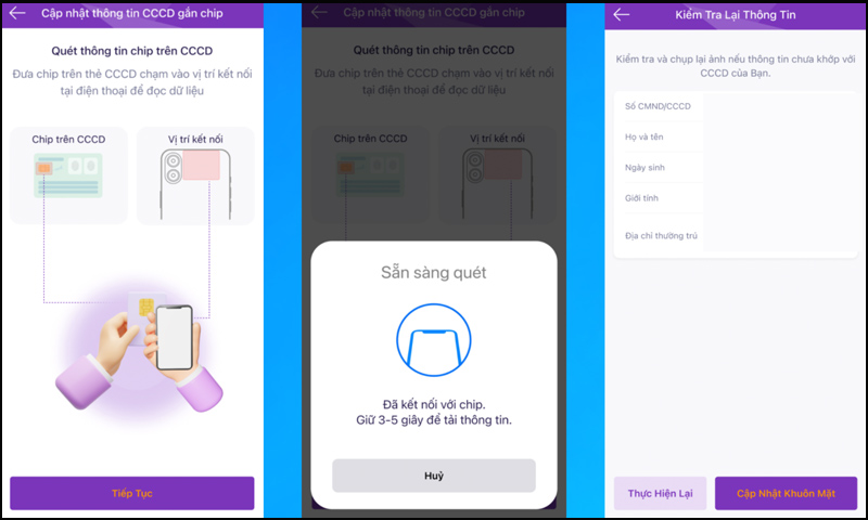 Thực hiện quét chip CCCD bằng NFC