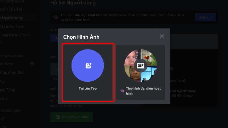Chọn Tải Lên Tệp nếu bạn muốn dùng ảnh có sẵn trên máy