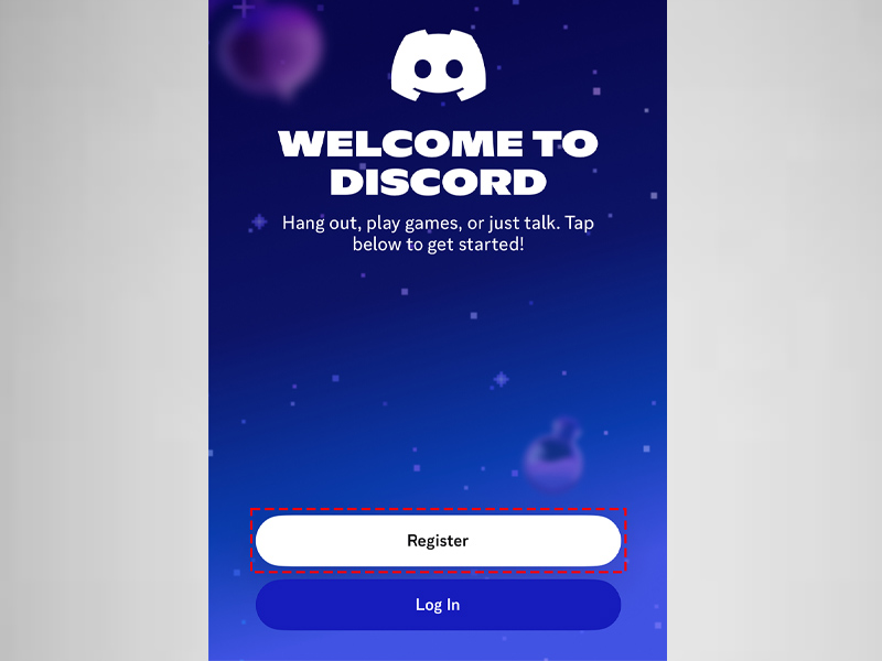 Mở app và chọn Đăng ký để bắt đầu tạo tài khoản Discord