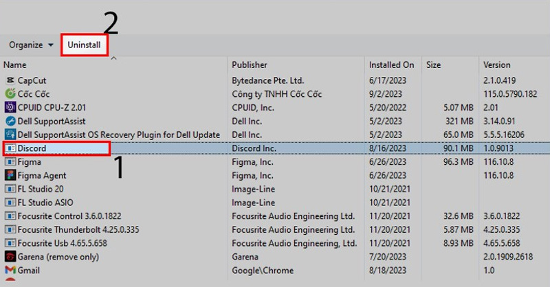 Gỡ cài đặt Discord