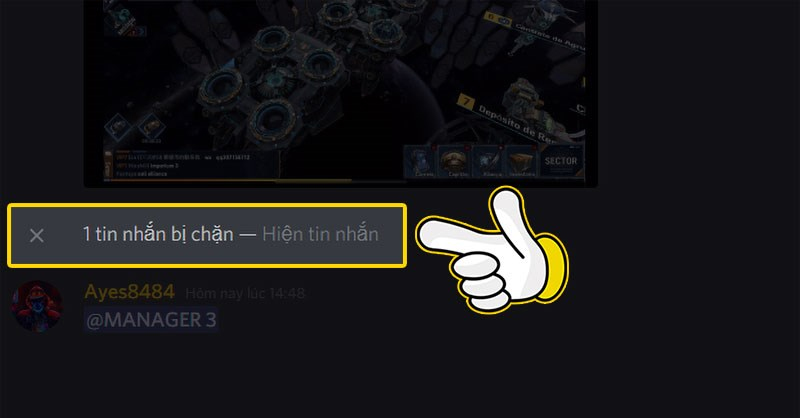 Trong các server chung, tin nhắn của tài khoản Discord bị chặn sẽ được ẩn đi