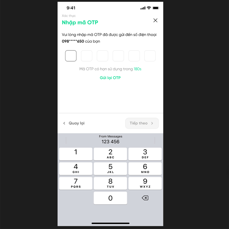 Trường hợp quên mã PIN ứng dụng bước 3