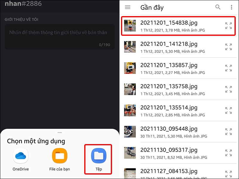 Truy cập vào thư mục chứa ảnh đại diện